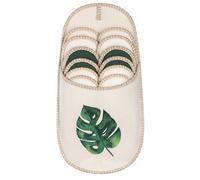 ONVAYA® Lot de 6 paires de pantoufles en ABS pour invités | Semelle antidérapante | Chaussons | Pantoufle en feutrine, Monstera, 10.5 UK Men/ 3.5 UK Women