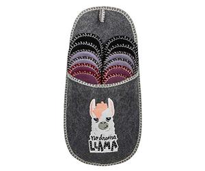 ONVAYA Pantoufles antidérapantes pour invités | lot de 6 | Pantoufle en feutre | No Drama Llama Lama grande chaussure