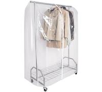 ONVAYA® Portant à vêtements Haute capacité de Transport, Stable avec roulettes et Compartiment de Rangement, jusqu'à 100 kg, métal/Plastique Gris argenté, 120 x 50 x 180 cm | portemanteau