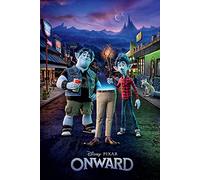 Onwards Adventure Poster de film Disney Impression - Dimensions : 61 x 91,5 cm + cadre amovible Shinsuke® Maxi MDF noir, vitre acrylique