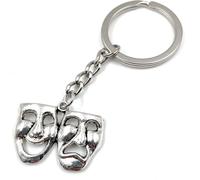 Onwomania 2 masques Carnaval Pendentif porte-clés métal porte-bonheur en boîte cadeau alu, idéal pour offrir en cadeau