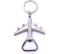 Onwomania Avion 4 turbines Décapsuleur Porte-clés Argent Métal