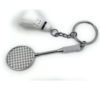 Onwomania Badminton Rameau de badminton Porte-clés métal porte-bonheur en boîte cadeau alu, idéal pour faire un cadeau
