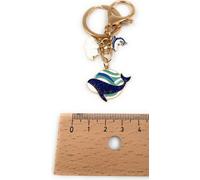 Onwomania Baleine Dauphin Vague de mer Porte-clés métal, porte-bonheur en boîte cadeau alu, idéal pour offrir