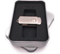 Onwomania Boîte pendentif argenté bleu paillettes strass Clé USB en boîte cadeau alu 64 GB USB 2.0