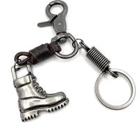 Onwomania Bottes Cuir Artisan Porte-clés Métal Porte-bonheur en boîte cadeau alu, idéal à offrir