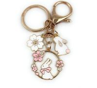Onwomania - Cercle de fleurs de lapin mignon - Porte-clés en métal, idéal comme cadeau par ex. pour le meilleur ami, la meilleure amie, maman - Pour hommes, femmes & enfants