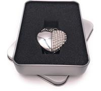 Onwomania Chaîne Coeur noble chic argenté paillettes Clé USB en boîte cadeau alu 64 GB USB 2.0