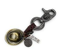 Onwomania Chapeau de cowboy en cuir doré - Porte-clés porte-bonheur en métal - Dans une boîte cadeau en aluminium - Idéal pour offrir, bronze, taille unique