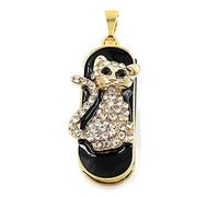 Onwomania Chat Doré Métal Précieux Charm Pendentif Drôle Clé USB 32 Go USB 2.0 Support de données USB