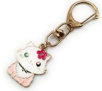 Onwomania chat rose blanc porte-clés métal porte-bonheur dans boîte cadeau alu, idéal pour offrir