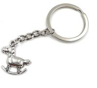 Onwomania Cheval à bascule Jouet Cheval Porte-clés métal Porte-bonheur en boîte cadeau alu, idéal pour offrir en cadeau