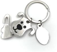 Onwomania Chien mignon grand porte-clés métal porte-bonheur en boîte cadeau alu, idéal pour offrir en cadeau