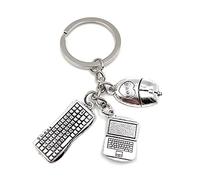 Onwomania - "Clavier souris pour ordinateur portable Porte-clés - porte-bonheur en métal idéal comme cadeau, par exemple pour le meilleur ami, le meilleur ami, maman - pour hommes, femmes et enfants