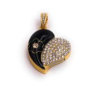 Onwomania Clé USB drôle de Pierres Noires d'or de Coeur 8GB USB 2.0 USB Flash Drive