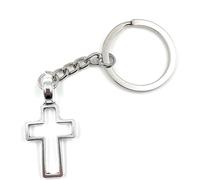 Onwomania Croix du Christ cadre porte-clés métal porte-bonheur dans boîte cadeau en alu, idéal pour offrir en cadeau