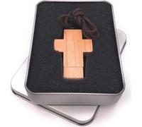 Onwomania Croix en bois véritable Clé USB du Christ en coffret cadeau alu 8 GB USB 2.0