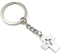 Onwomania Croix Porte-clés métal porte-bonheur dans boîte cadeau alu, idéal pour offrir