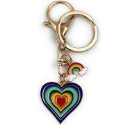 Onwomania - Cœur arc-en-ciel bleu nuage - Porte-clés en métal, idéal comme cadeau par ex. pour le meilleur ami, la meilleure amie, maman - Pour hommes, femmes & enfants