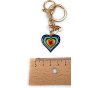 Onwomania Cœur d'arc-en-ciel bleu nuage Porte-clés en métal, porte-bonheur en boîte cadeau alu, idéal à offrir