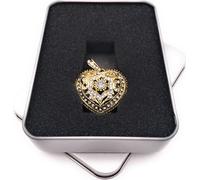 Onwomania Cœur Feuille Antique Noble Cœur Métal Doré Clé USB en boîte cadeau alu 8 GB USB 2.0