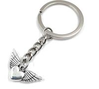 Onwomania Cœur volant avec des ailes Amour Love Porte-clés métal porte-bonheur dans boîte cadeau en aluminium, idéal pour offrir