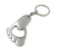 Onwomania Décapsuleur en forme de pied de bouteilles de bière Porte-clés en métal porte-bonheur dans une boîte cadeau en aluminium Idéal pour offrir, argenté, taille unique