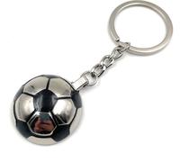 Onwomania Demi-ballon de foot plat noir Porte-clés métal porte-bonheur dans boîte cadeau alu, idéal pour offrir