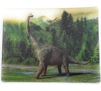 Onwomania Dinosaure Brachiosaurus Dino à long cou 9x7cm Carte magnétique 3D Aimant pour réfrigérateur Aimant pour cahier Vert