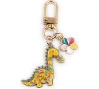 Onwomania - Dinosaure jaune fleur - Porte-clés en métal, idéal comme cadeau par ex. pour le meilleur ami, la meilleure amie, maman - Pour hommes, femmes & enfants
