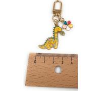 Onwomania Dinosaure jaune fleur Porte-clés métal, porte-bonheur en boîte cadeau alu, idéal pour offrir