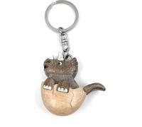 Onwomania - Dinosaure Triceratops dans un oeuf - Porte-clés en bois fait main, idéal comme cadeau par ex. pour le meilleur ami, la meilleure amie, maman - Pour hommes, femmes & enfants