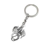 Onwomania Dragon China Porte-clés en métal porte-bonheur dans une boîte cadeau en aluminium, idéal pour offrir, argenté, taille unique