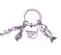 Onwomania Dreaming of the Sea Poisson Hippocampe Mer Porte-clés Argent Métal