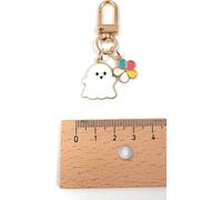 Onwomania fantôme blanc fleur Porte-clés métal, porte-bonheur en boîte cadeau alu, idéal pour offrir