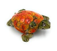 Onwomania Figurine en polyrésine - Deux tortues - Tortue de terre - Figurine décorative en polyrésine - Orange - 6 cm