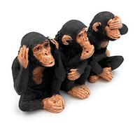 Onwomania Figurine trois singes Shimpanzé en polyrésine noire 10,5 cm