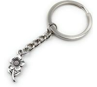 Onwomania Fleur avec tige Porte-clés métal Porte-bonheur en boîte cadeau alu, idéal pour offrir en cadeau