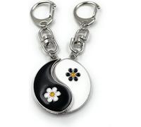 Onwomania Fleur Ying Yang Porte-clés Porte-bonheur Boîte cadeau en aluminium, idéal pour offrir en cadeau