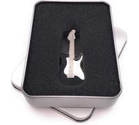 Onwomania Guitare électrique noire en métal Guitare instrument Clé USB en boîte cadeau alu 32 Go USB 2.0
