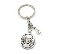 Onwomania Haltère dames porte-clés avec poids pendentif en métal charme