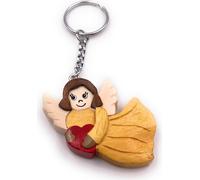 Onwomania Handmade bois Porte-clés Ange messager céleste avec cœur volant