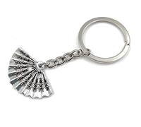 Onwomania Hibou éventail air chaleur avec motif Chine Porte-clés métal porte-bonheur dans boîte cadeau alu, idéal pour offrir