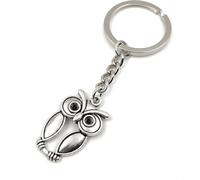 Onwomania Hibou Oiseau aux yeux globuleux Porte-clés métal porte-bonheur en boîte cadeau alu, idéal pour offrir en cadeau