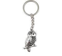 Onwomania Hibou sur l'arbre observant l'oiseau branche Porte-clés métal porte-bonheur en boîte cadeau alu, idéal pour offrir en cadeau