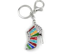 Onwomania High Heel Chaussure noble multicolore cristaux Porte-clés métal porte-bonheur en boîte cadeau alu, idéal pour offrir en cadeau