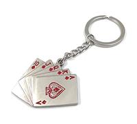 Onwomania Lot de cartes de poker porte-clés en métal porte-bonheur dans une boîte cadeau en aluminium, idéal pour offrir, argenté, taille unique