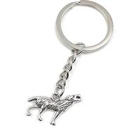 Onwomania Loup hurlant animal Porte-clés métal porte-bonheur en boîte cadeau alu, idéal pour offrir en cadeau