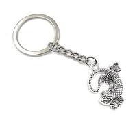 Onwomania Lurch Gecko Porte-clés lézard porte-bonheur en métal dans une boîte cadeau en aluminium, idéal pour offrir, argenté, taille unique