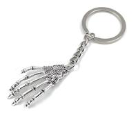 Onwomania main os squelette pendentif porte-clés métal porte-bonheur en boîte cadeau alu, idéal pour offrir en cadeau